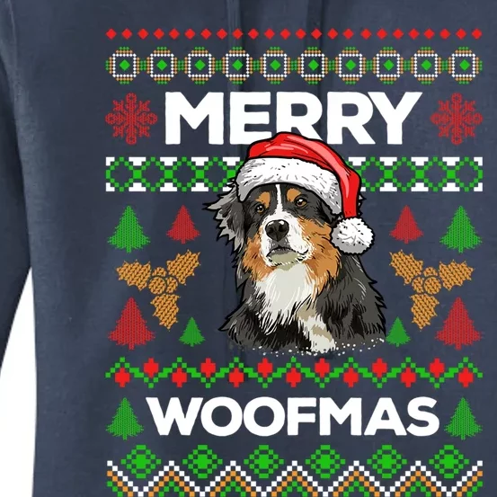 Merry Woofmas Ugly Sweater Christmas Australian Shepherd Gift Women's Pullover Hoodie