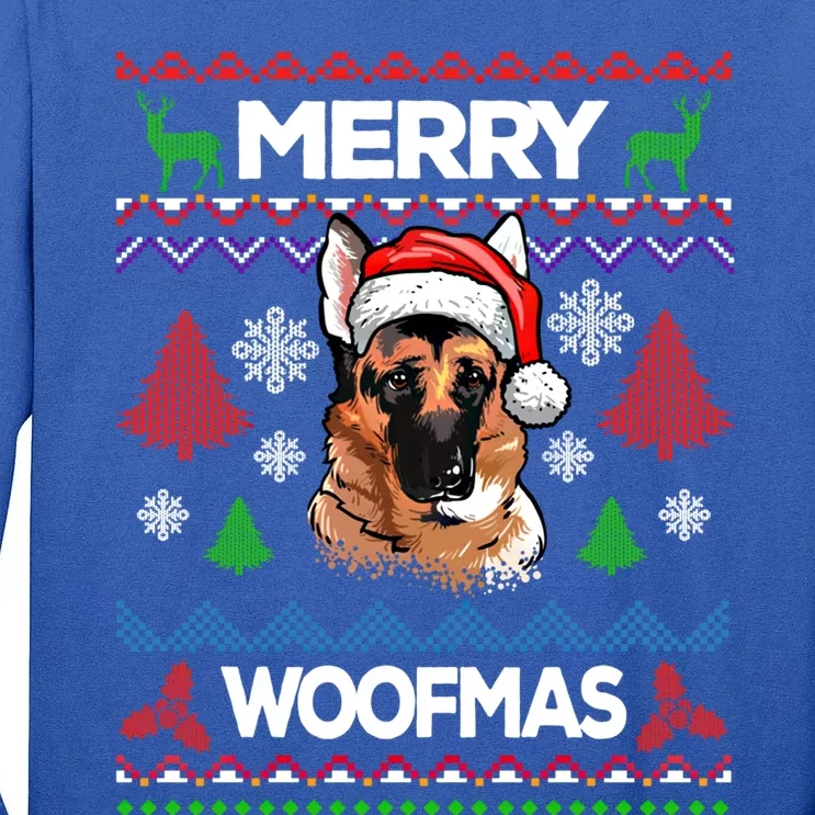 Merry Woofmas Ugly Sweater Christmas Ger Shepherd Lover Great Gift Tall Long Sleeve T-Shirt