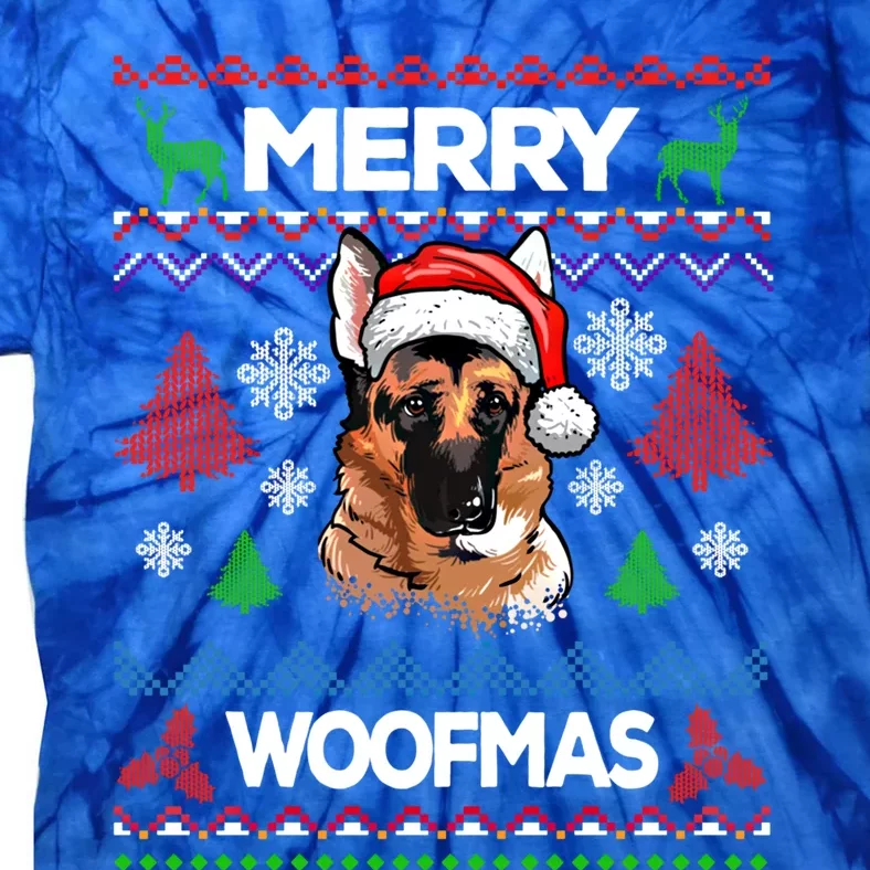 Merry Woofmas Ugly Sweater Christmas Ger Shepherd Lover Great Gift Tie-Dye T-Shirt