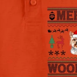 Merry Woofmas Ugly Christmas Yorkie Xmas Party Gift Dry Zone Grid Performance Polo