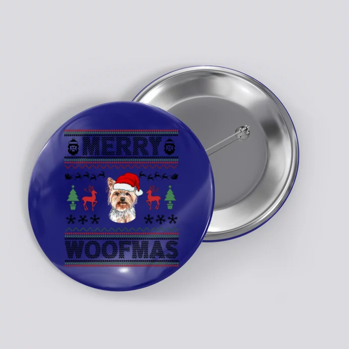 Merry Woofmas Ugly Christmas Yorkie Xmas Party Gift Button