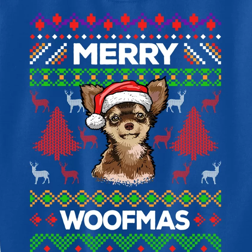 Merry Woofmas Ugly Sweater Christmas Chihuahua Lover Gift Cool Gift Kids Sweatshirt