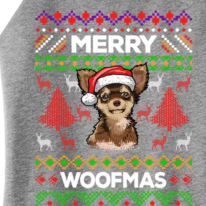 Merry Woofmas Ugly Sweater Christmas Chihuahua Lover Gift Cool Gift Women’s Perfect Tri Rocker Tank