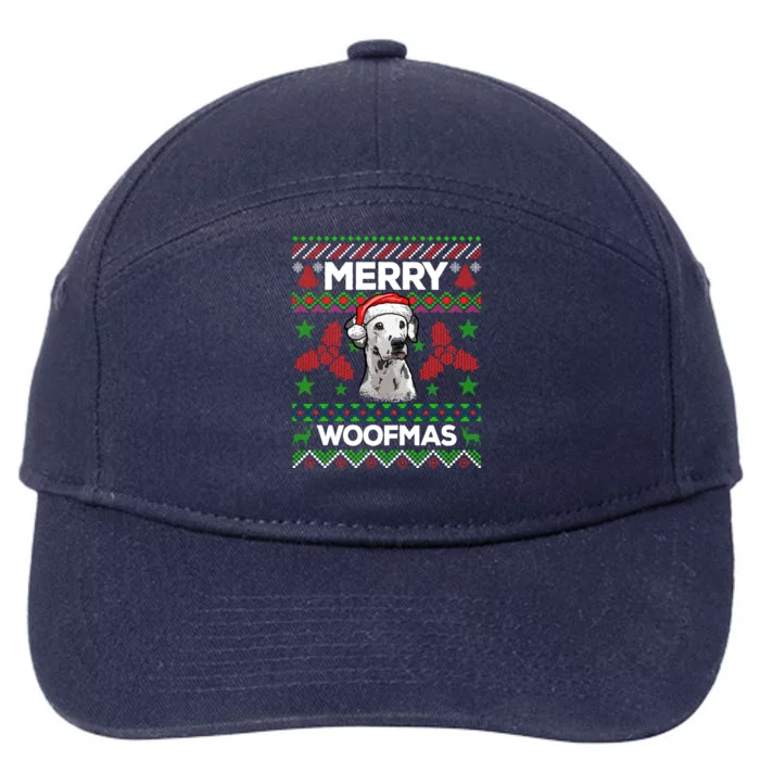 Merry Woofmas Ugly Sweater Christmas Dalmatian Lover Gift 7-Panel Snapback Hat