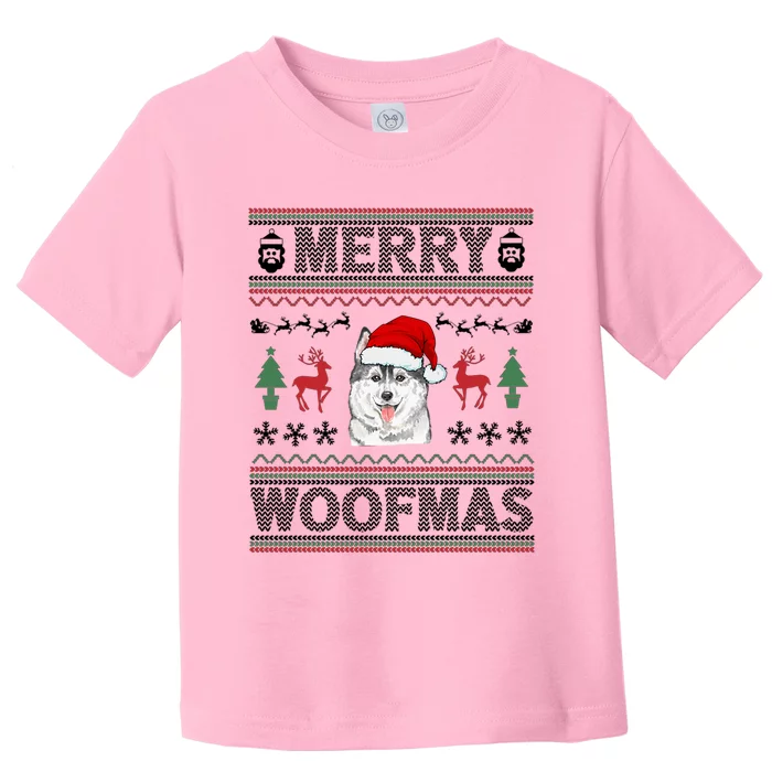 Merry Woofmas Ugly Christmas Husky Xmas Party Gift Toddler T-Shirt