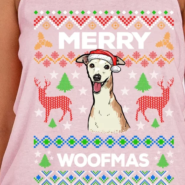 Merry Woofmas Ugly Sweater Christmas Greyhound Lover Gift Cute Gift Women's Knotted Racerback Tank