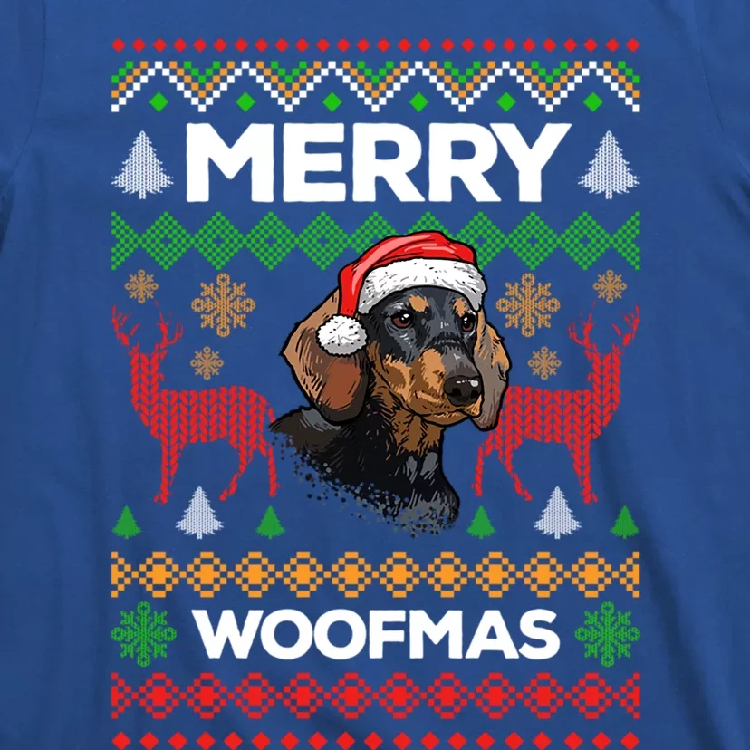 Merry Woofmas Ugly Sweater Christmas Dachshund Lover Gift T-Shirt