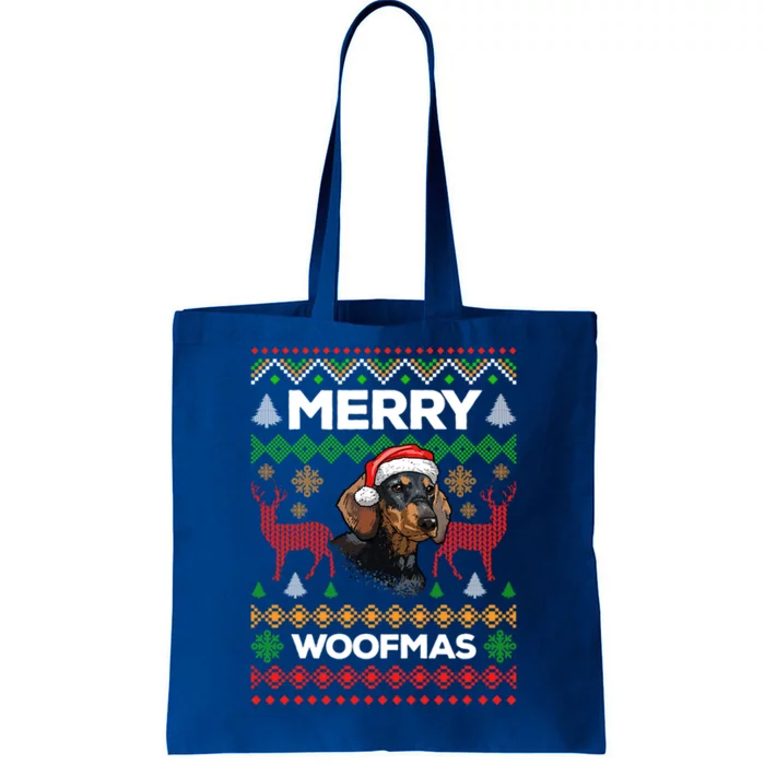 Merry Woofmas Ugly Sweater Christmas Dachshund Lover Gift Tote Bag