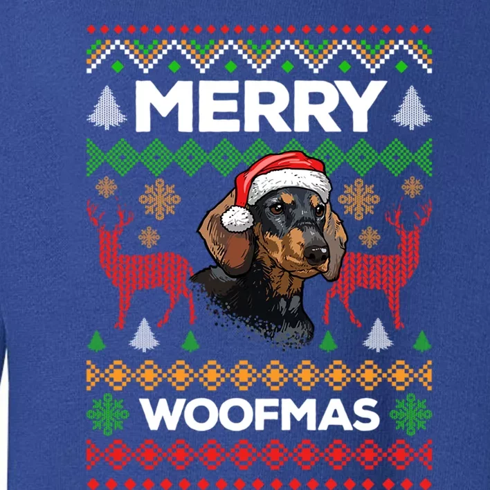 Merry Woofmas Ugly Sweater Christmas Dachshund Lover Gift Toddler Sweatshirt