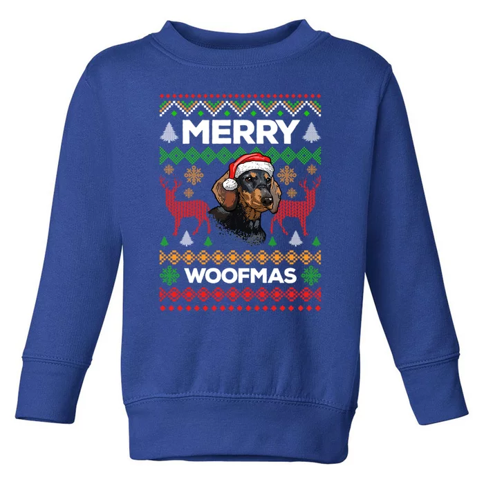 Merry Woofmas Ugly Sweater Christmas Dachshund Lover Gift Toddler Sweatshirt