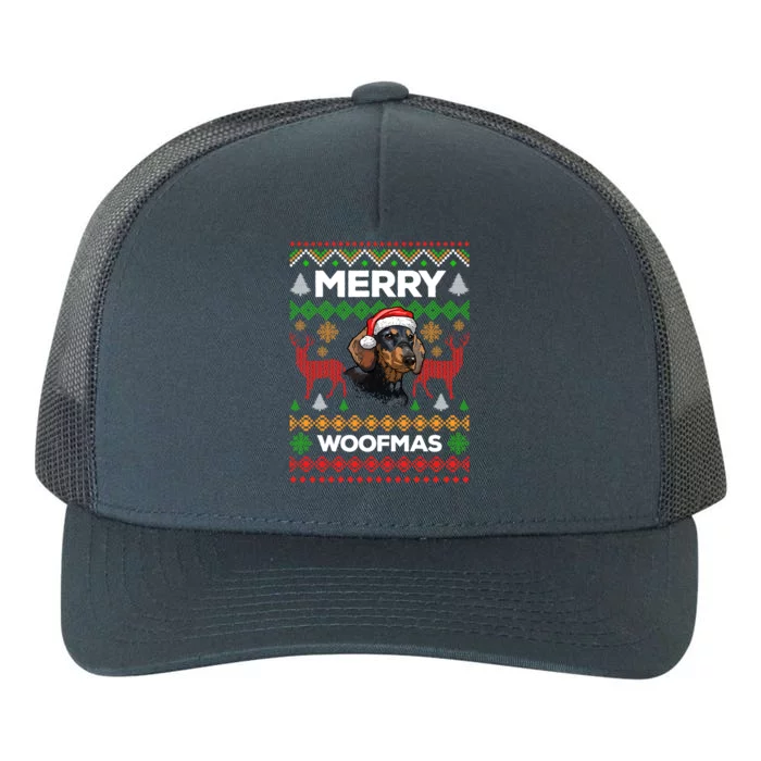 Merry Woofmas Ugly Sweater Christmas Dachshund Lover Gift Yupoong Adult 5-Panel Trucker Hat