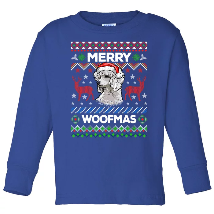 Merry Woofmas Ugly Sweater Christmas Poodle Lover Gift Toddler Long Sleeve Shirt