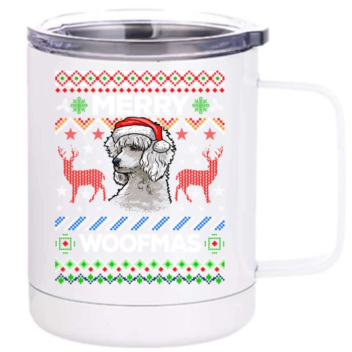 Merry Woofmas Ugly Sweater Christmas Poodle Lover Gift Front & Back 12oz Stainless Steel Tumbler Cup