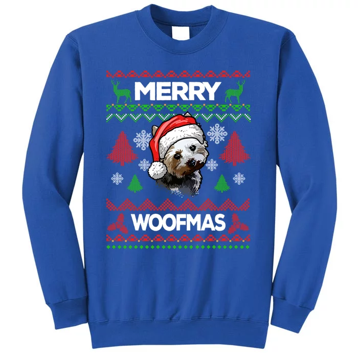 Merry Woofmas Ugly Sweater Christmas Yorkshire Terrier Lover Gift Tall Sweatshirt