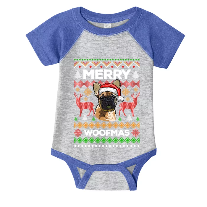 Merry Woofmas Ugly Sweater Christmas French Bulldog Lover Gift Infant Baby Jersey Bodysuit