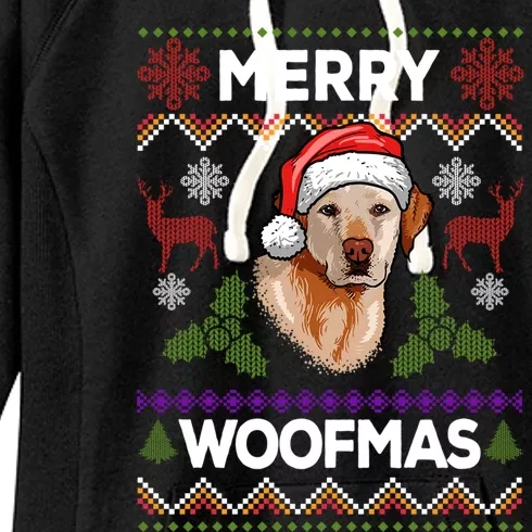 Merry Woofmas Ugly Sweater Christmas Labrador Lover Gift Women's Fleece Hoodie