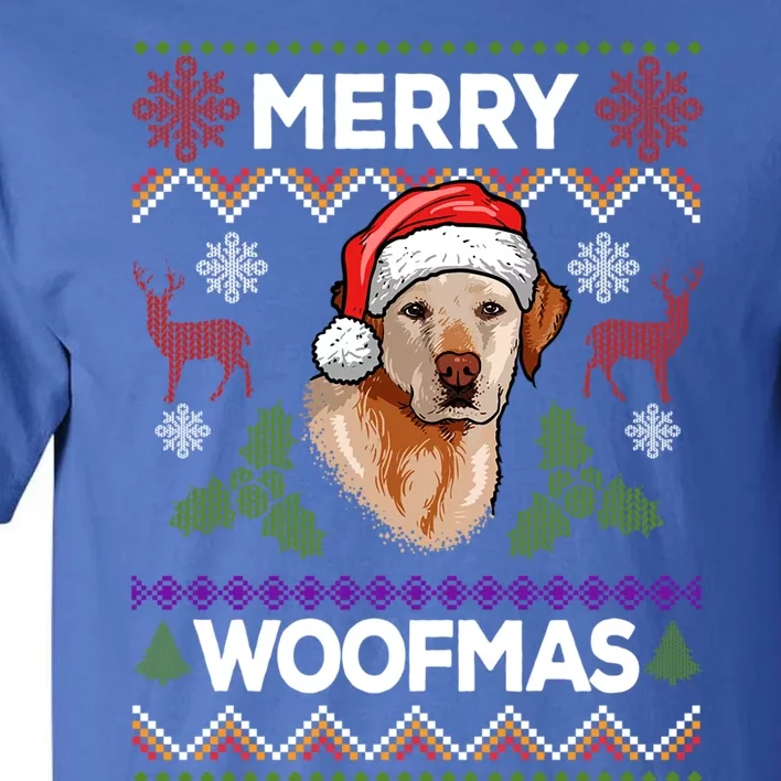 Merry Woofmas Ugly Sweater Christmas Labrador Lover Gift Tall T-Shirt