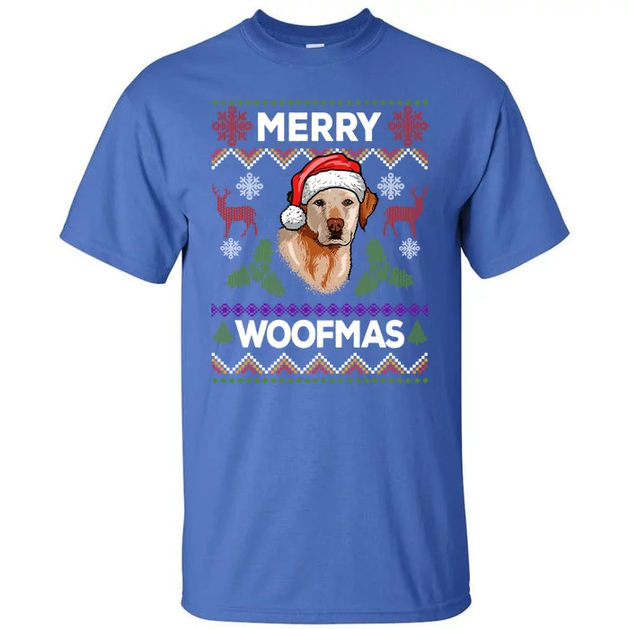 Merry Woofmas Ugly Sweater Christmas Labrador Lover Gift Tall T-Shirt