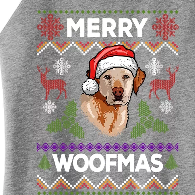 Merry Woofmas Ugly Sweater Christmas Labrador Lover Gift Women’s Perfect Tri Rocker Tank