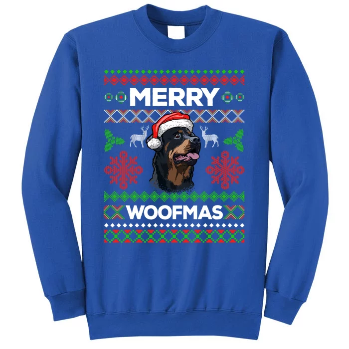 Merry Woofmas Ugly Sweater Christmas Rottweiler Lover Gift Tall Sweatshirt