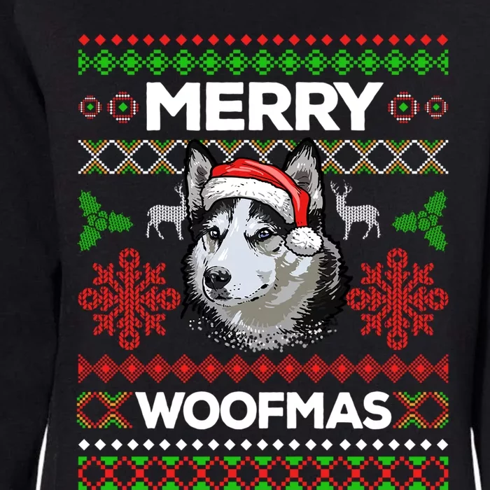 Merry Woofmas Ugly Sweater Christmas Siberian Husky Lover Cute Gift Womens California Wash Sweatshirt