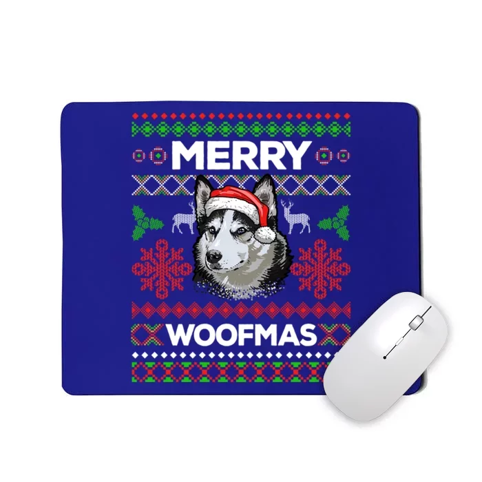 Merry Woofmas Ugly Sweater Christmas Siberian Husky Lover Cute Gift Mousepad