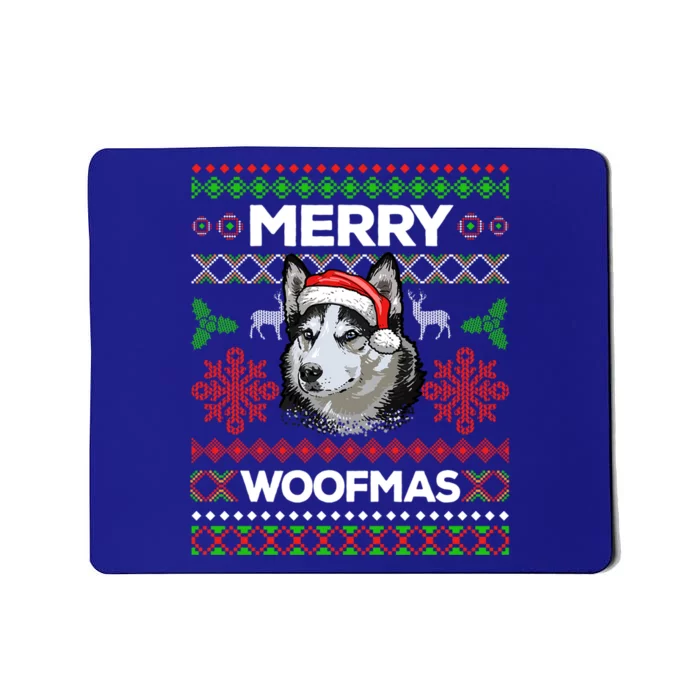 Merry Woofmas Ugly Sweater Christmas Siberian Husky Lover Cute Gift Mousepad