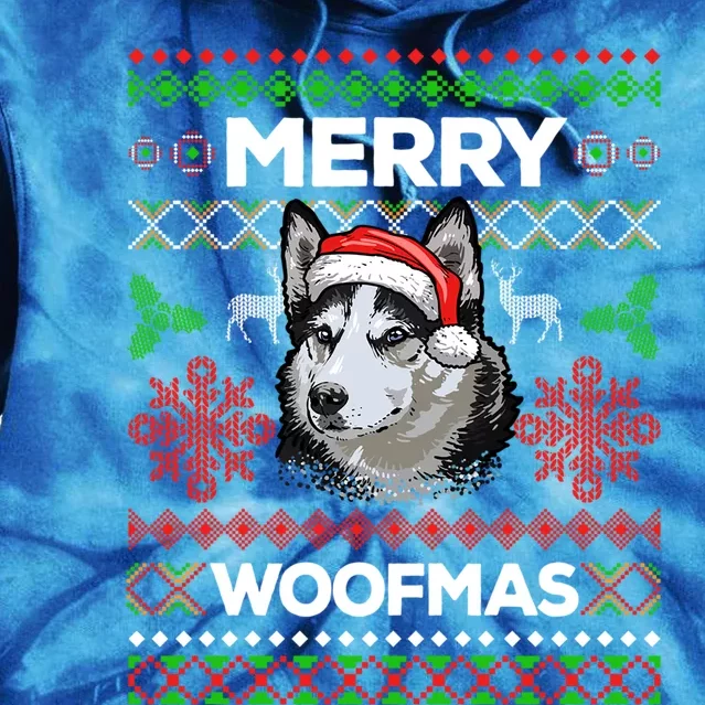 Merry Woofmas Ugly Sweater Christmas Siberian Husky Lover Cute Gift Tie Dye Hoodie