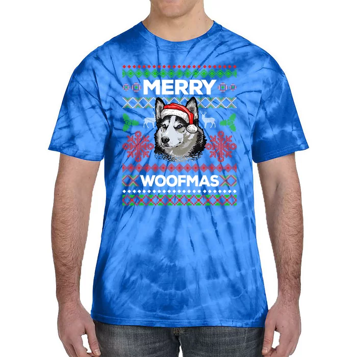 Merry Woofmas Ugly Sweater Christmas Siberian Husky Lover Cute Gift Tie-Dye T-Shirt