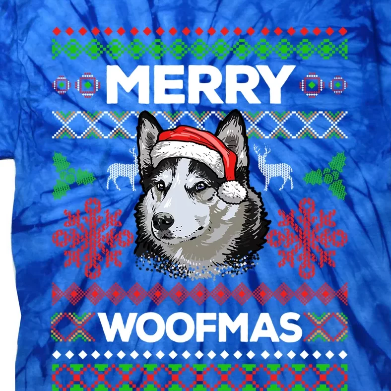 Merry Woofmas Ugly Sweater Christmas Siberian Husky Lover Cute Gift Tie-Dye T-Shirt