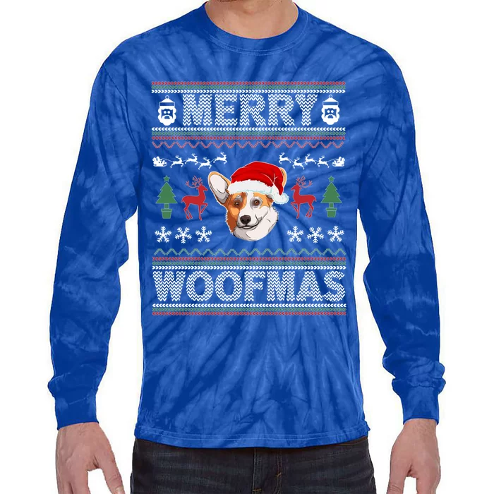 Merry Woofmas Ugly Christmas Corgi Xmas Party Cute Gift Tie-Dye Long Sleeve Shirt