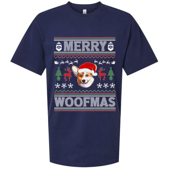 Merry Woofmas Ugly Christmas Corgi Xmas Party Cute Gift Sueded Cloud Jersey T-Shirt