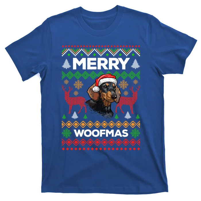 Merry Woofmas Ugly Sweater Christmas Dachshund Lover Gift T-Shirt