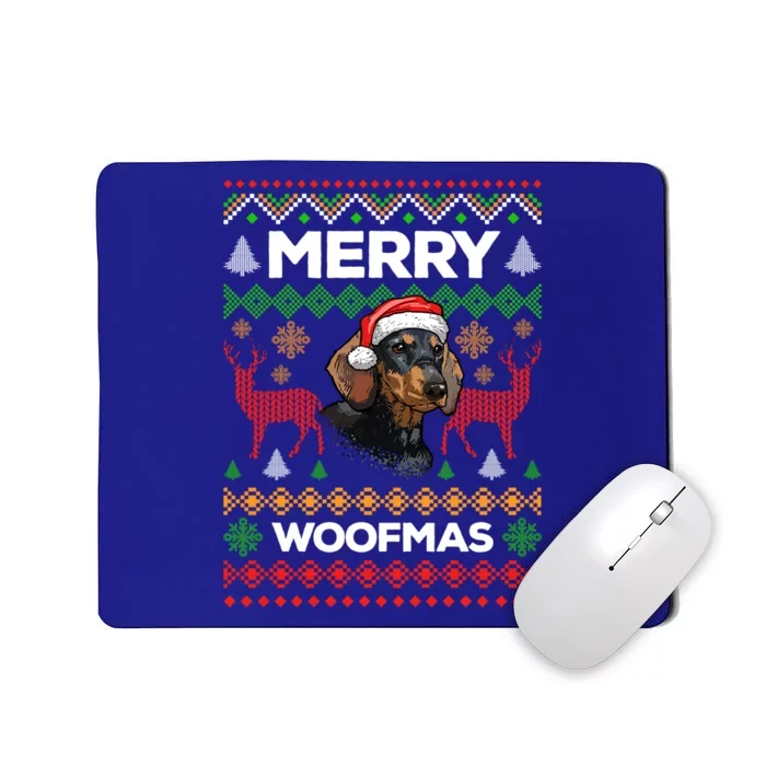 Merry Woofmas Ugly Sweater Christmas Dachshund Lover Gift Mousepad