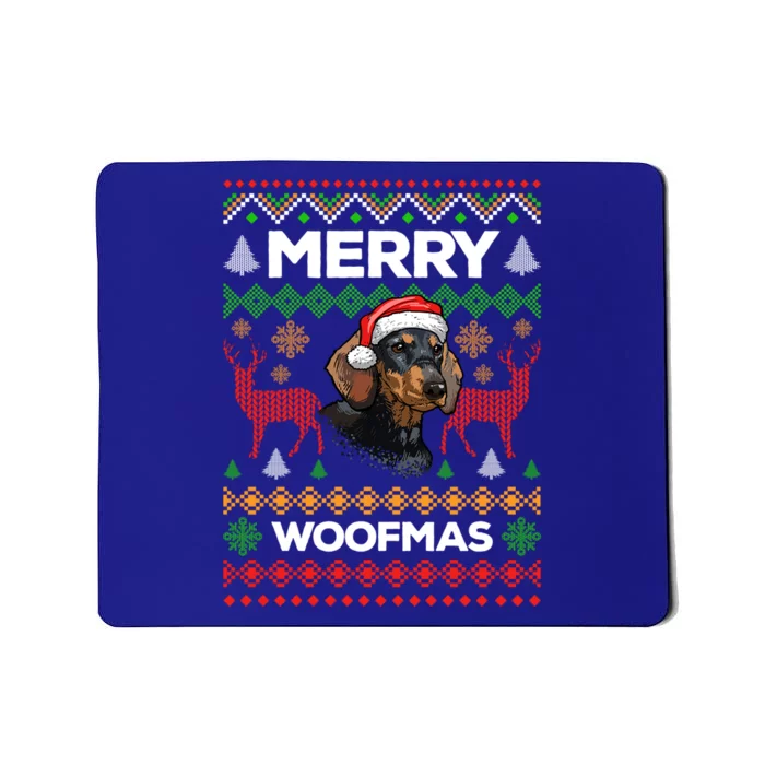 Merry Woofmas Ugly Sweater Christmas Dachshund Lover Gift Mousepad