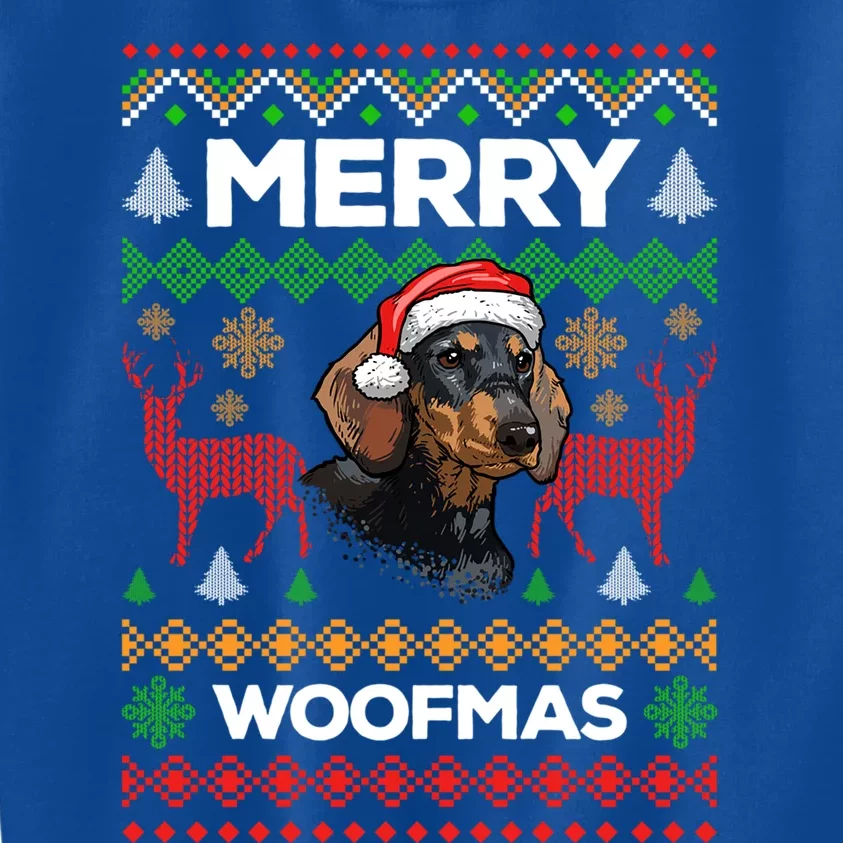 Merry Woofmas Ugly Sweater Christmas Dachshund Lover Gift Kids Sweatshirt