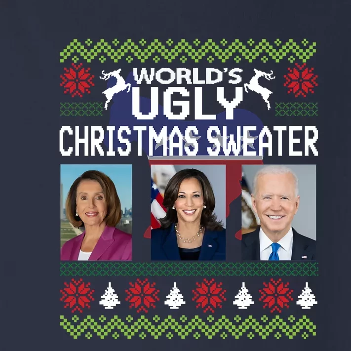 Meme World's Ugly Pelosi Kamala Joe Biden Christmas Sweater Funny Anti Biden Toddler Long Sleeve Shirt