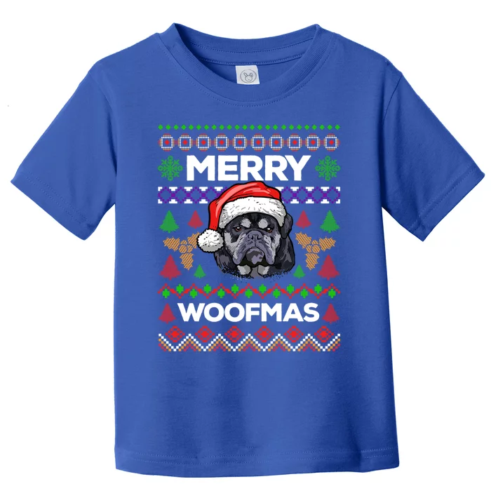 Merry Woofmas Ugly Sweater Christmas English Bulldog Lover Cool Gift Toddler T-Shirt