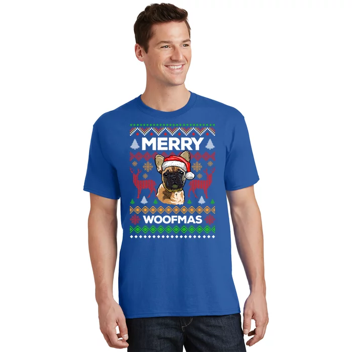 Merry Woofmas Ugly Sweater Christmas French Bulldog Lover Cute Gift T-Shirt