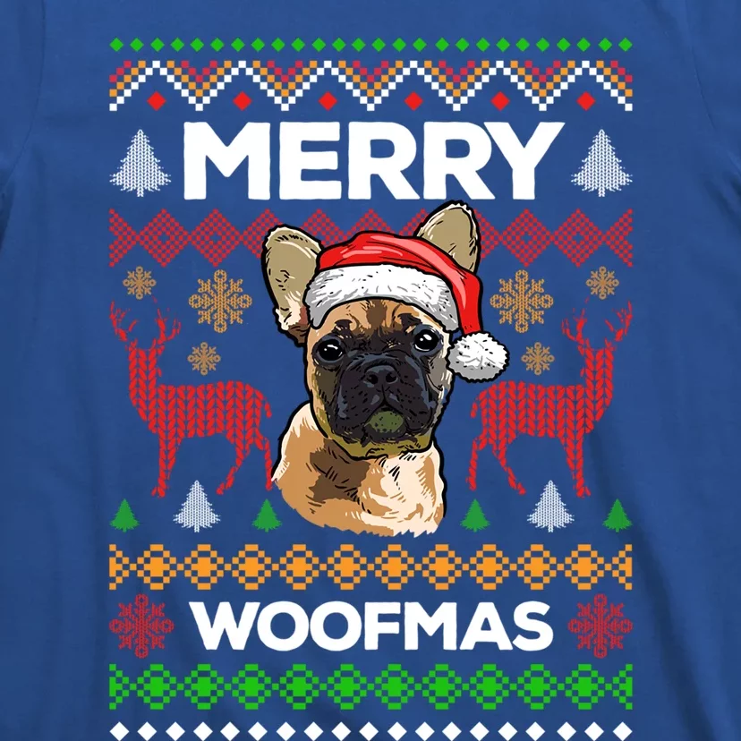 Merry Woofmas Ugly Sweater Christmas French Bulldog Lover Cute Gift T-Shirt