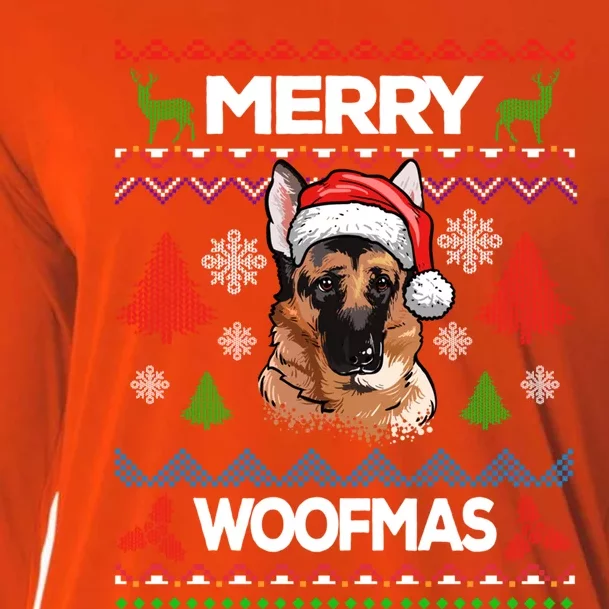 Merry Woofmas Ugly Sweater Christmas Ger Shepherd Lover Meaningful Gift Cooling Performance Long Sleeve Crew