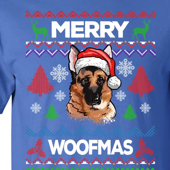 Merry Woofmas Ugly Sweater Christmas Ger Shepherd Lover Meaningful Gift Tall T-Shirt