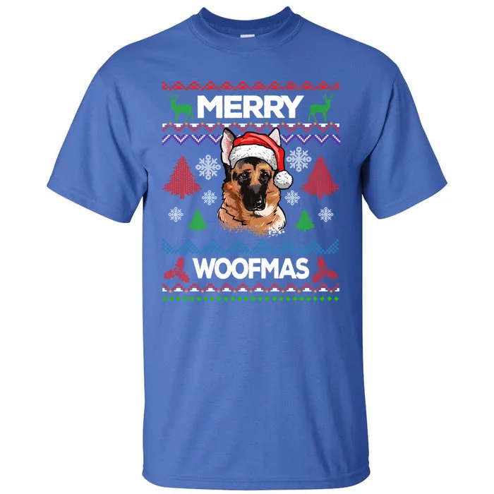 Merry Woofmas Ugly Sweater Christmas Ger Shepherd Lover Meaningful Gift Tall T-Shirt