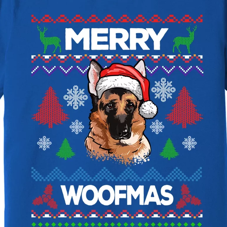 Merry Woofmas Ugly Sweater Christmas Ger Shepherd Lover Meaningful Gift Premium T-Shirt