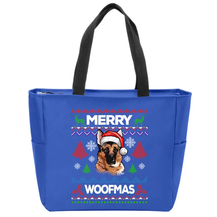 Merry Woofmas Ugly Sweater Christmas Ger Shepherd Lover Meaningful Gift Zip Tote Bag