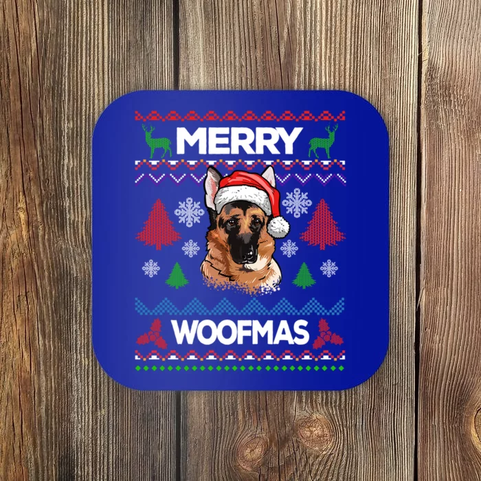 Merry Woofmas Ugly Sweater Christmas Ger Shepherd Lover Gift Coaster