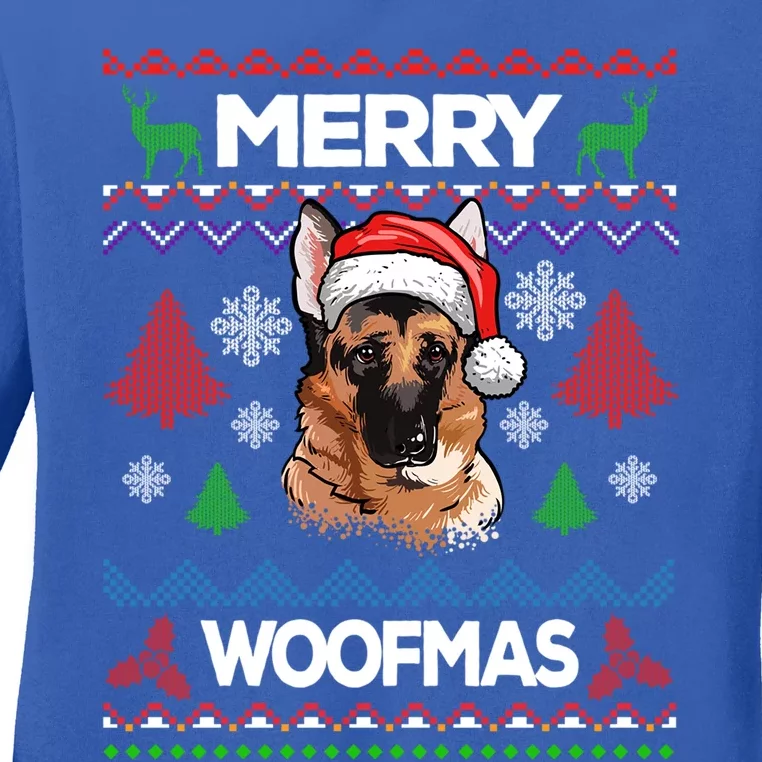 Merry Woofmas Ugly Sweater Christmas Ger Shepherd Lover Gift Ladies Long Sleeve Shirt