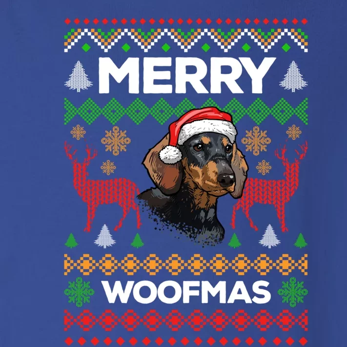 Merry Woofmas Ugly Sweater Christmas Dachshund Lover Gift Funny Gift Toddler Long Sleeve Shirt