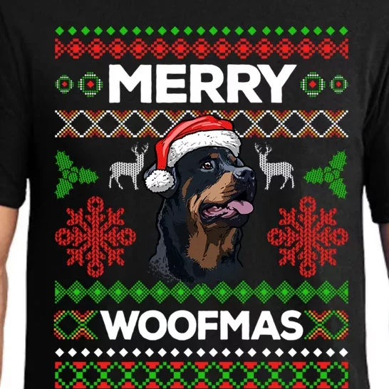 Merry Woofmas Ugly Sweater Christmas Rottweiler Lover Gift Cute Gift Pajama Set