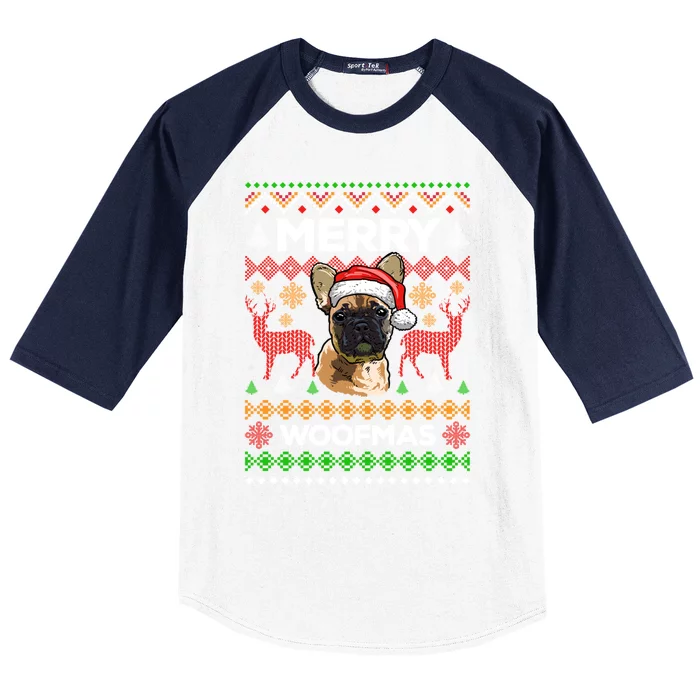 Merry Woofmas Ugly Sweater Christmas French Bulldog Lover Cute Gift Baseball Sleeve Shirt